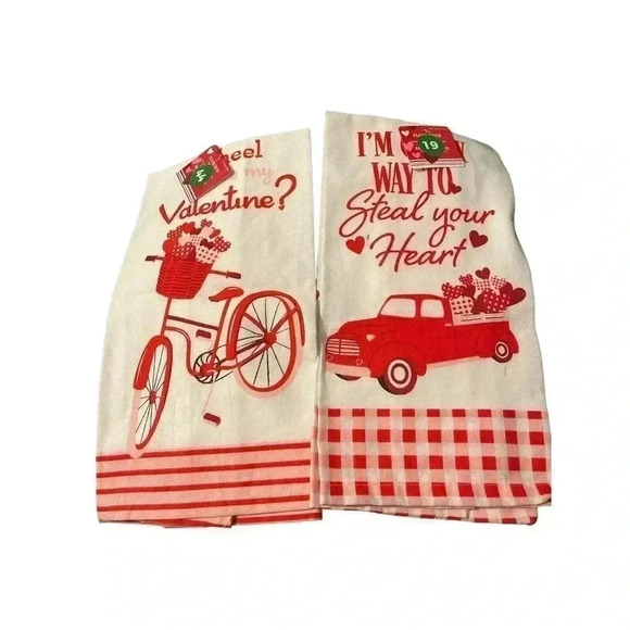 ~2 Valentines Day Flour Sack Kitchen Towels ~ I’m On My Way To Steal Your Heart - Picture 1 of 1